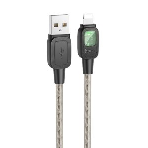 Дата кабель Hoco U124 Stone silicone power-off USB to Lightning (1.2m) Чорний
