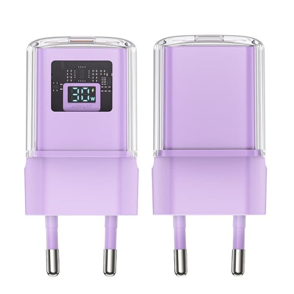 Зарядний пристрій Acefast A53 Sparkling series PD30W GaN (1USB-C) Фіолетовий - Зображення 2