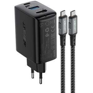 Зарядний пристрій Acefast A17 PD65W GaN (1USB-A/1C/1HDMI) + кабель Type-C to Type-C Чорний
