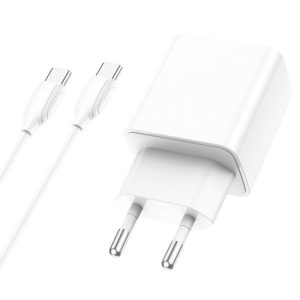 Зарядний пристрій Borofone BA67A PD20W+QC3.0 (1USB-A/1C) + кабель Type-C to Type-C Білий