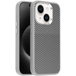 Чохол для iPhone 15 Сірий TPU+PC Carbon with MagSafe