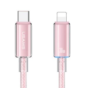 Дата кабель USAMS US-SJ659 Type-C to Lightning PD Cloud Series (1.2m) Рожевий