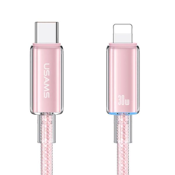 Дата кабель USAMS US-SJ659 Type-C to Lightning PD Cloud Series (1.2m) Рожевий