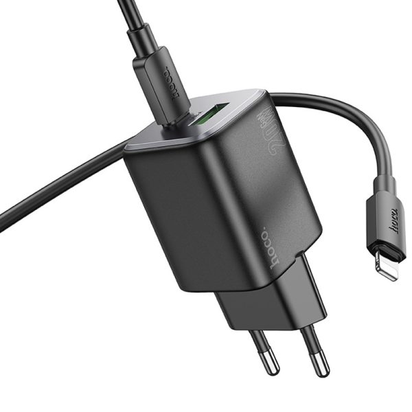 Зарядний пристрій Hoco N41 Almighty PD20W+QC3.0 (1USB-A/1C) + кабель Type-C to Lightning Чорний - Зображення 2