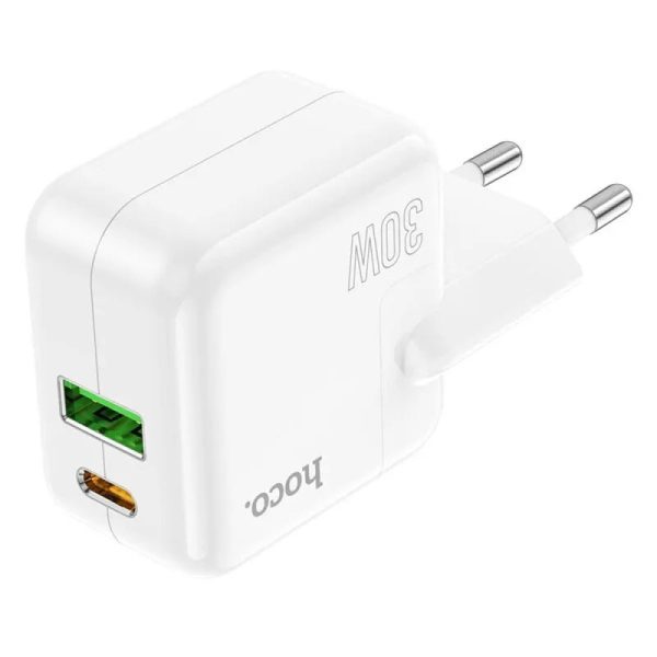 Зарядний пристрій Hoco C111A PD 30W+QC3.0 (1USB-A/1C) Білий - Зображення 3