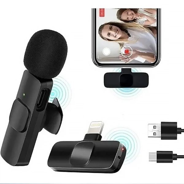 Мікрофон петличний для телефону K9 Bluetooth 3in1 Lightning Чорний - Зображення 2