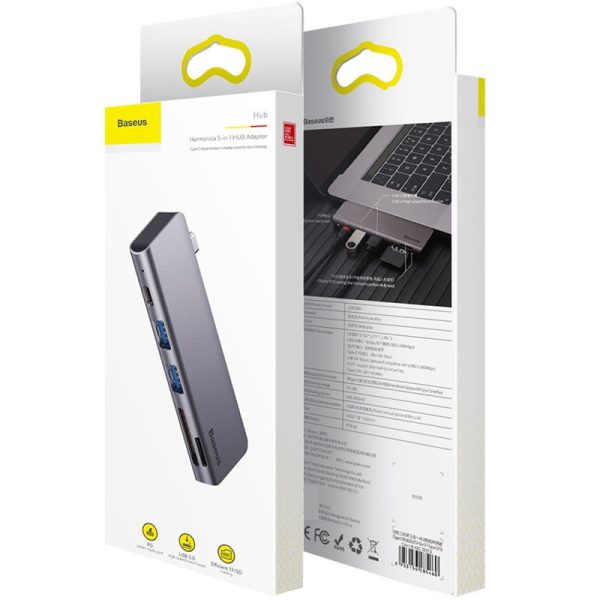 Перехідник Hub Baseus Harmonica 5-in-1 (CAHUB-K) Сірий - Зображення 6