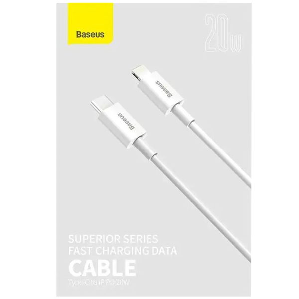 Дата кабель Baseus Superior Series Fast Charging Type-C to Lightning PD 20W (1m) (CATLYS-A) Білий - Зображення 3
