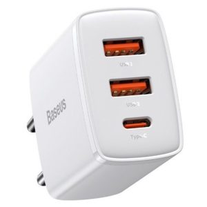 Зарядний пристрій Baseus Compact Quick Charger 30W QC+PD (2USB-A/1C) (CCXJ-E) Білий