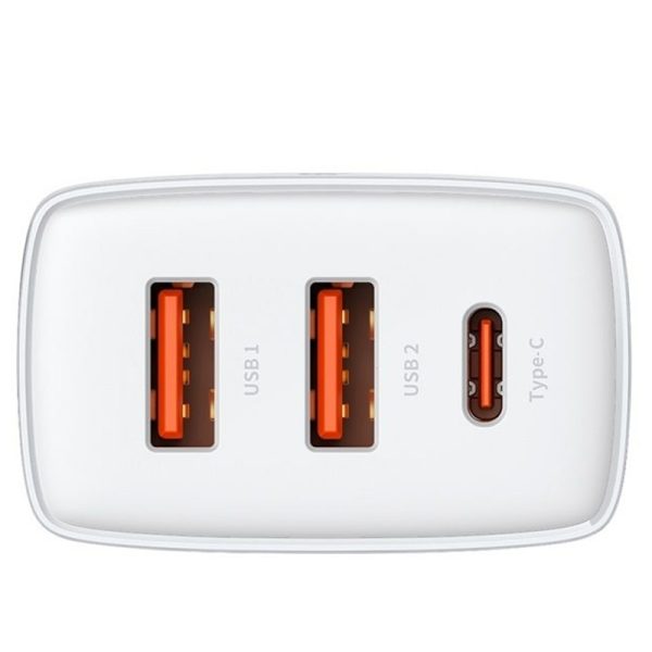 Зарядний пристрій Baseus Compact Quick Charger 30W QC+PD (2USB-A/1C) (CCXJ-E) Білий - Зображення 2