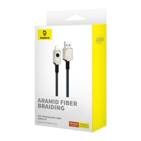 Дата кабель Baseus Unbreakable Series Fast Charging USB to Lightning 2.4A 1m (P10355802111-0) Білий - Зображення 6