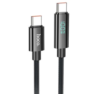 Дата кабель Hoco U125 Benefit 100W Type-C to Type-C with display (1.2m) Чорний