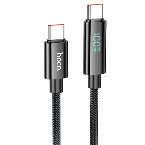 Дата кабель Hoco U125 Benefit 100W Type-C to Type-C with display (1.2m) Чорний