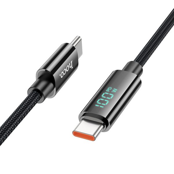 Дата кабель Hoco U125 Benefit 100W Type-C to Type-C with display (1.2m) Чорний - Зображення 2
