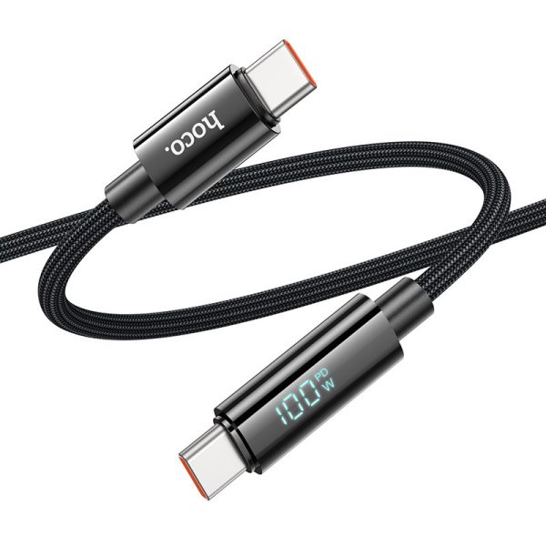 Дата кабель Hoco U125 Benefit 100W Type-C to Type-C with display (1.2m) Чорний - Зображення 3