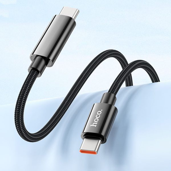 Дата кабель Hoco U125 Benefit 100W Type-C to Type-C with display (1.2m) Чорний - Зображення 5