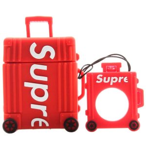Силіконовий футляр для AirPods 1/2 + кільце Supreme Червоний Brand