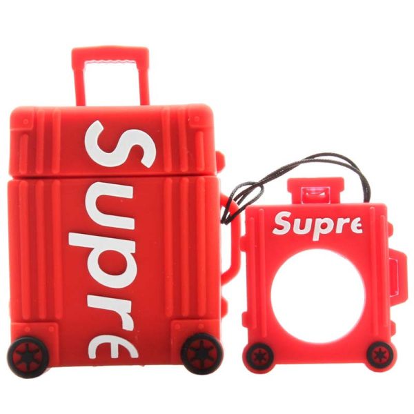 Силіконовий футляр для AirPods 1/2 + кільце Supreme Червоний Brand