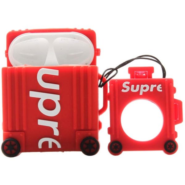 Силіконовий футляр для AirPods 1/2 + кільце Supreme Червоний Brand - Зображення 2