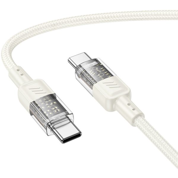 Дата кабель Hoco U129 Spirit Прозорий Type-C to Type-C 60W (1.2m) Biege - Зображення 2