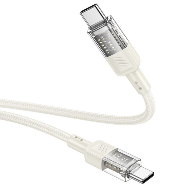 Дата кабель Hoco U129 Spirit Прозорий Type-C to Type-C 60W (1.2m) Biege - Зображення 3