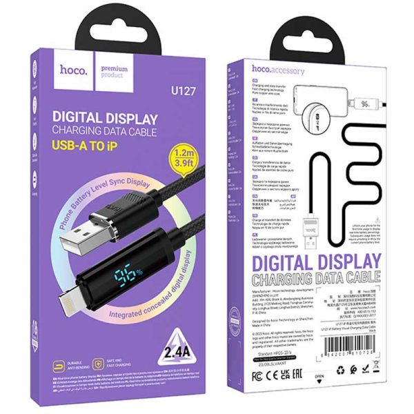 Дата кабель Hoco U127 Power USB to Lightning (1.2m) Чорний - Зображення 5