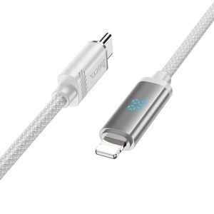 Дата кабель Hoco U127 Power Type-C to Lightning (1.2m) Срібний / Сірий