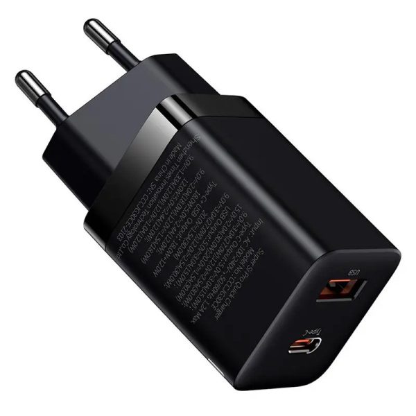 Зарядний пристрій Baseus Super Si Pro Quick Charger 30W (1USB-A/1C) (CCSUPP-E) Чорний - Зображення 3