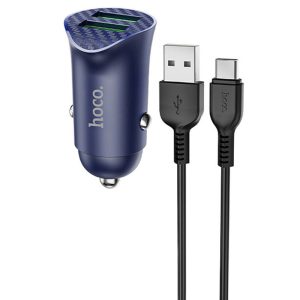 АЗП Hoco Z39 Farsighted QC3.0 18W (2USB-A) + кабель USB to Type-C Синій
