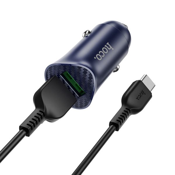 АЗП Hoco Z39 Farsighted QC3.0 18W (2USB-A) + кабель USB to Type-C Синій - Зображення 3