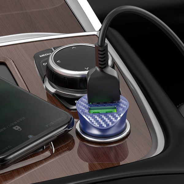 АЗП Hoco Z39 Farsighted QC3.0 18W (2USB-A) + кабель USB to Type-C Синій - Зображення 4