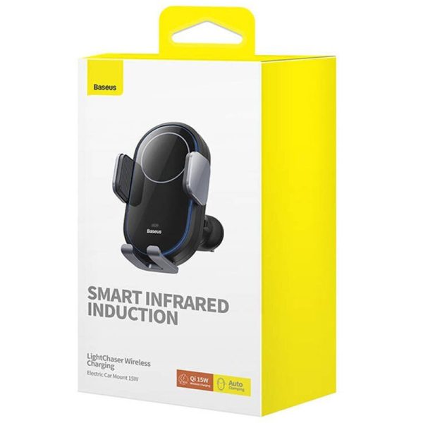 Автотримач з БЗП Baseus LightChaser Wireless Charging Electric Car Mount 15W (C40355900121-00) Чорний - Зображення 6