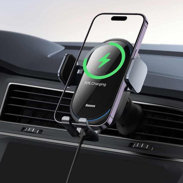 Автотримач з БЗП Baseus LightChaser Wireless Charging Electric Car Mount 15W (C40355900121-00) Чорний - Зображення 7