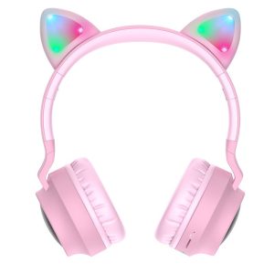 Накладні бездротові навушники Hoco W27 Cat ear рожеві