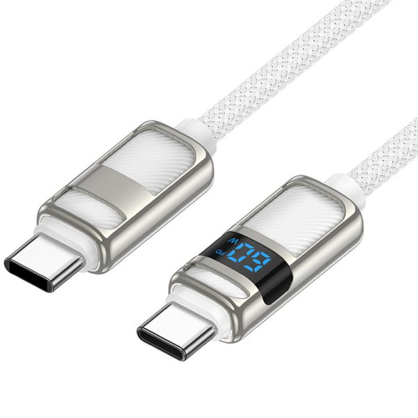 Дата кабель Hoco U137 Line with display Type-C to Type-C 60W (1.2m) Білий - Зображення 3