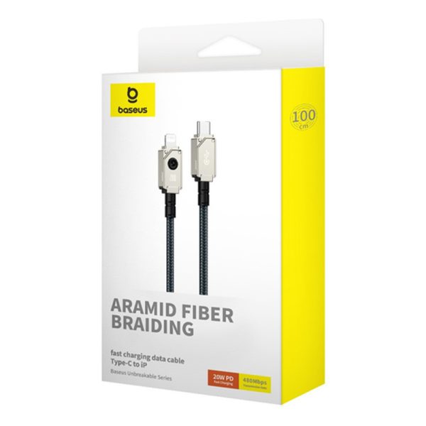 Дата кабель Baseus Unbreakable Series Fast Charging Type-C to Lightning 20W 1m (P10355803111-0) Білий - Зображення 6
