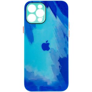 Чохол для iPhone 12 Pro Max Синій TPU+Glass Impasto abstract