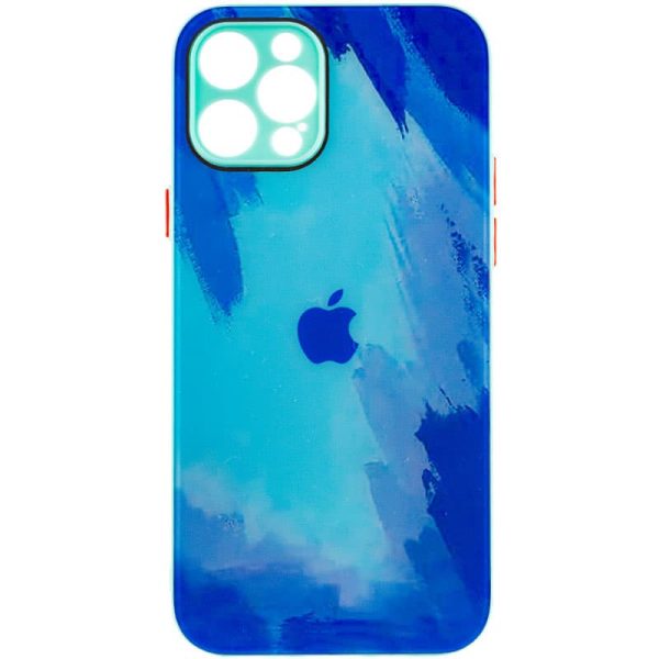 Чохол для iPhone 12 Pro Max Синій TPU+Glass Impasto abstract