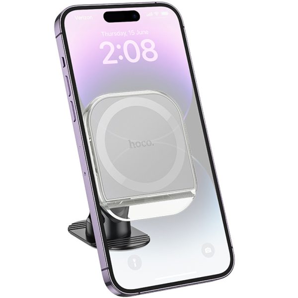 Автотримач Hoco H43 Crystal ring magnetic (center console) Сірий - Зображення 2