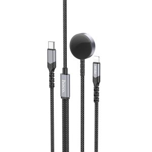 Бездротова зарядка Hoco CW54 2in1 for Apple Watch + Type-C / Lightning Чорний
