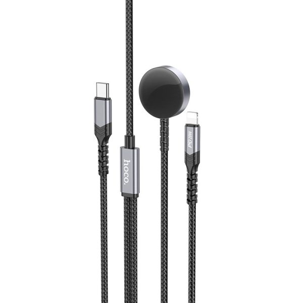 Бездротова зарядка Hoco CW54 2in1 for Apple Watch + Type-C / Lightning Чорний