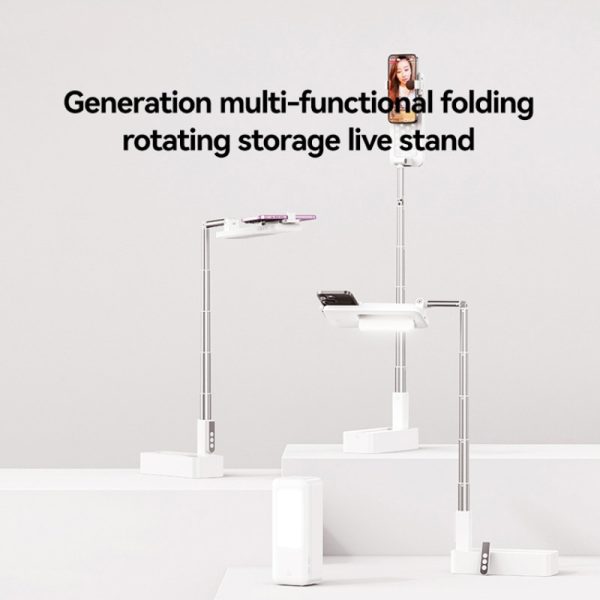 Підставка-тримач настільний USAMS US-ZB265 Multi-function Rotatable Folding Storage Live Stream Білий - Зображення 2