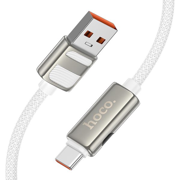Дата кабель Hoco U137 Line with display USB to Type-C 5A/66W (1.2m) Білий - Зображення 3
