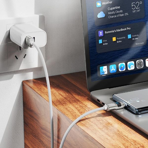 Дата кабель Hoco U137 Line with display USB to Type-C 5A/66W (1.2m) Білий - Зображення 4