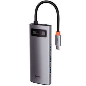Перехідник HUB Baseus Metal Gleam Series 5-in-1 Type-C (CAHUB-CX) Сірий