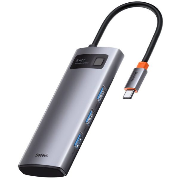 Перехідник HUB Baseus Metal Gleam Series 5-in-1 Type-C (CAHUB-CX) Сірий - Зображення 3