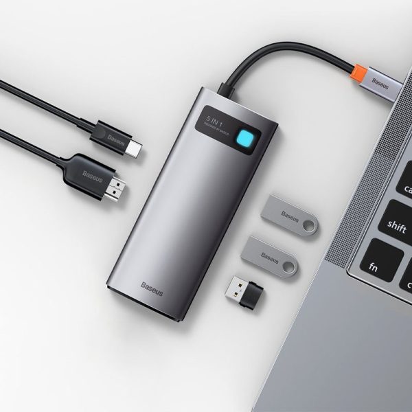 Перехідник HUB Baseus Metal Gleam Series 5-in-1 Type-C (CAHUB-CX) Сірий - Зображення 4