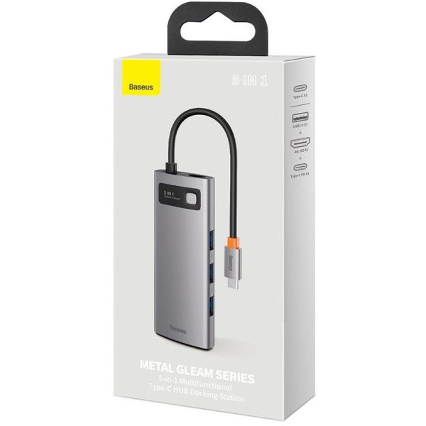 Перехідник HUB Baseus Metal Gleam Series 5-in-1 Type-C (CAHUB-CX) Сірий - Зображення 5