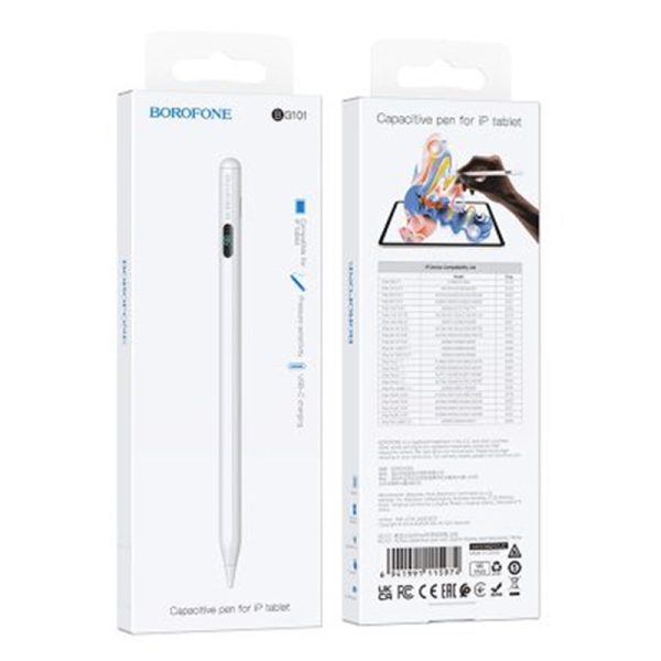 Стилус Borofone BG101 Active capacitive pen with digital display for iP Білий - Зображення 2