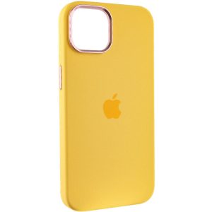 Чохол для iPhone 13 Жовтий Silicone Case Metal Buttons